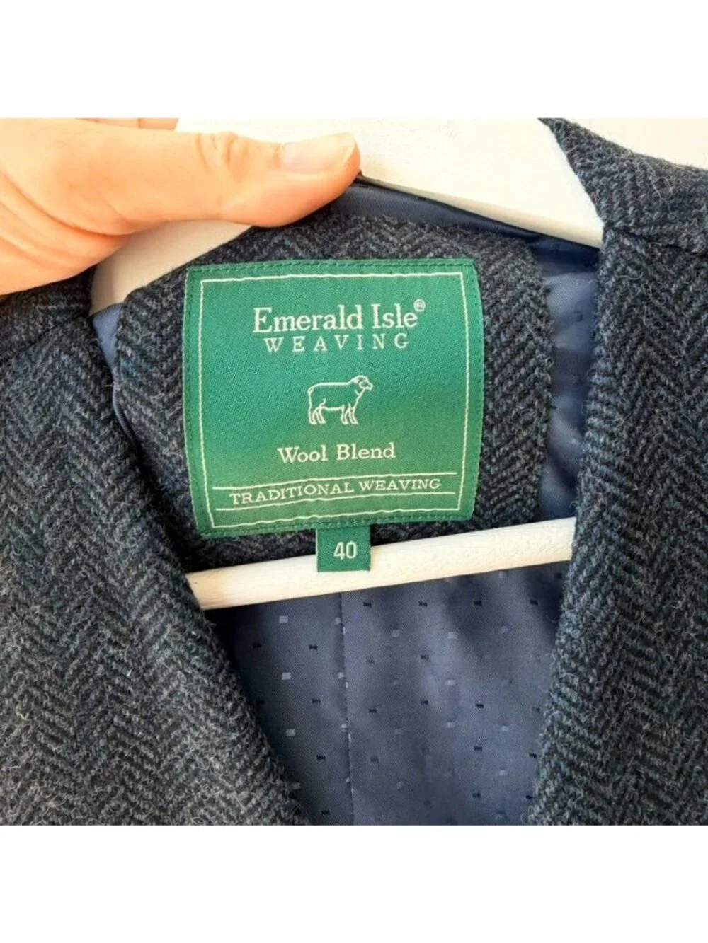 Emerald Isle Vest Men’s Size 40 Blue Herringbone Button Front Waistcoat C43